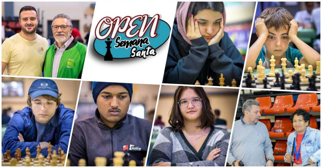 Collage con participantes en el torneo de ajedrez