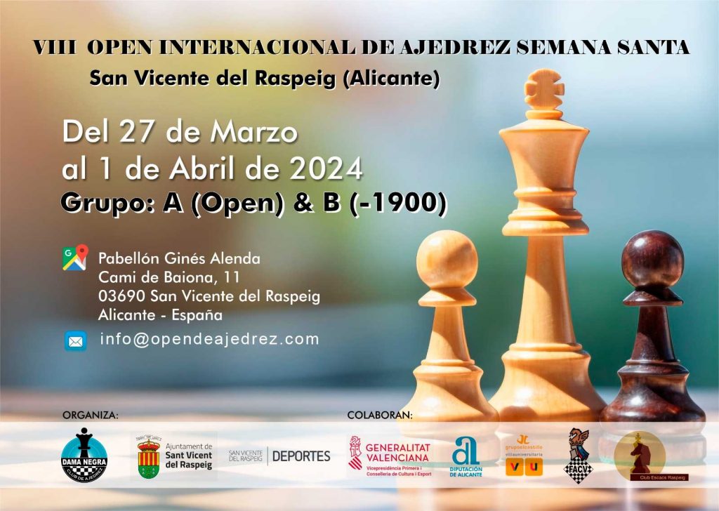 cartel del anuncio previo del torneo de ajedrez Semana Santa